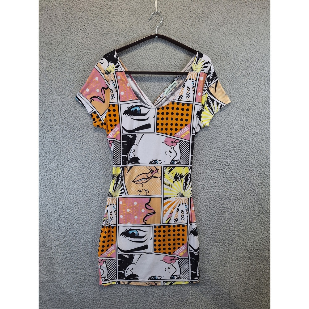 Almost Famous Dress Pop Art Comic Book Print Bodycon Cut Out Back (Size S or M?)